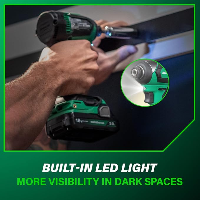 Metabo HPT 18V MultiVolt Cordless Brushless Impact Driver Kit, Compact Lightweight Impact Driver Set with 2 Lithium-Ion Metabo Batteries, Charger, 1/4-Inch Quick Change Chuck, High Torque, WH18DEX