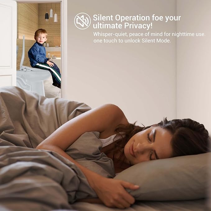 Electric Bidet Toilet Seats, Heated Seat with Warm Water, Night Light, Slow-Close Lid, Self-Cleaning Nozzles, Easy Installation