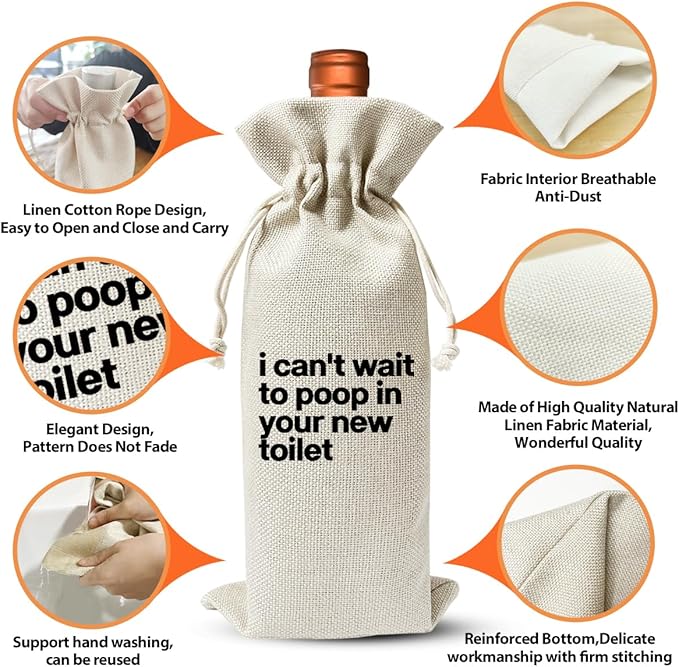 Funny Housewarming Gifts New Home Wine Bag, Housewarming Party Decoration, Realtor Gift to Client, House Warming Gifts New Home for Women Men Wife Husband Couple Owner Homeowner, New Home Gift Ideas