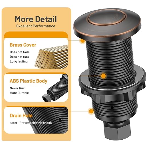 Garbage Disposal Air Switch Kit -Professional, Sink Top Waste Disposer On/Off, Air Button Food Disposals Part, UL Listed