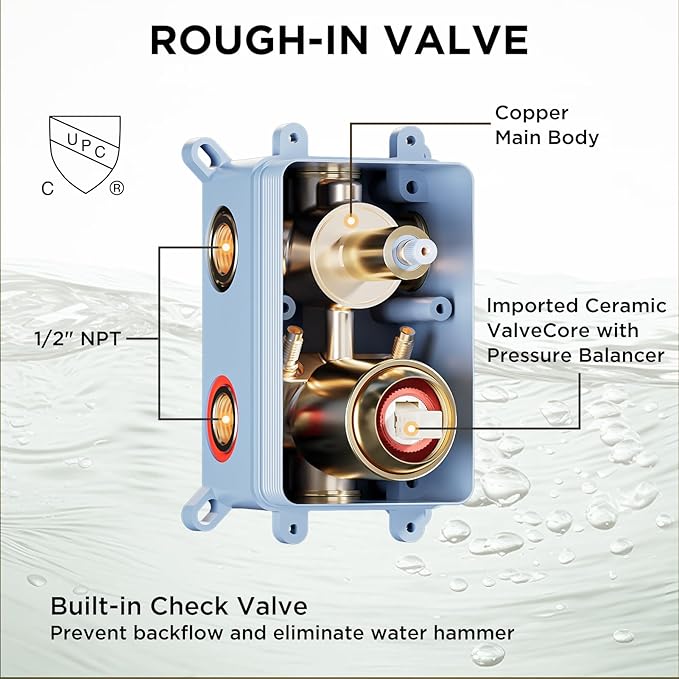 Shower Systems with 4 Body Spray Jets, STARBATH 4 Way 12+6" Rainfall Shower Head with Handheld Combo, Ceiling Mounted Shower Jets System in Wall Shower Faucet Sets Complete,Brushed Gold