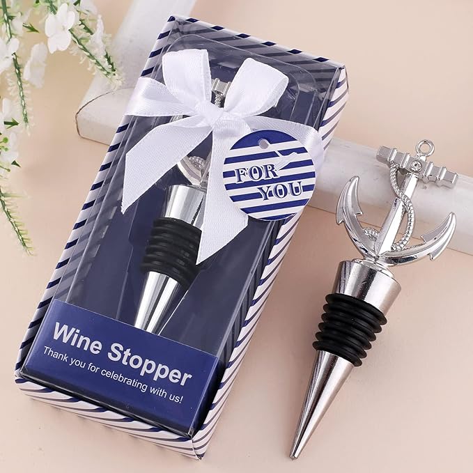 12PCS Funny Anchor Stopper Wine and Beverage Party Favors for Bridal Beach Themed Wine Stoppers Nautical Wine Stoppers Holiday Birthday Party Decor (12,Anchor Stopper)