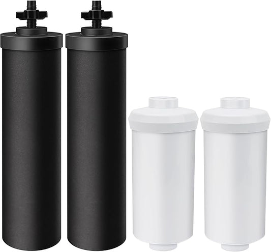 Water Filter Replacement for Berkey BB9-2 Black Filters & PF-2 Fluoride Filters, Compatible with Berkey Gravity Water Filter System, Pack of 4