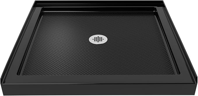 DreamLine SlimLine 36 in. D x 36 in. W x 2 3/4 in. H Center Drain Single Threshold Shower Base in Black, DLT-1136360-88