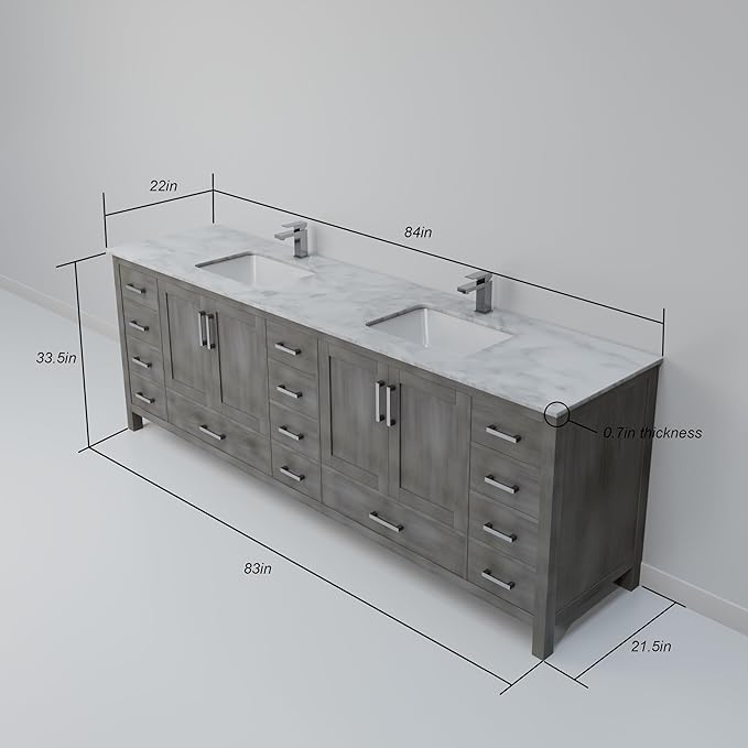 Big Sur 84 in. W X 22 in. D Distressed Grey Double Bath Vanity Cabinet Without Countertop