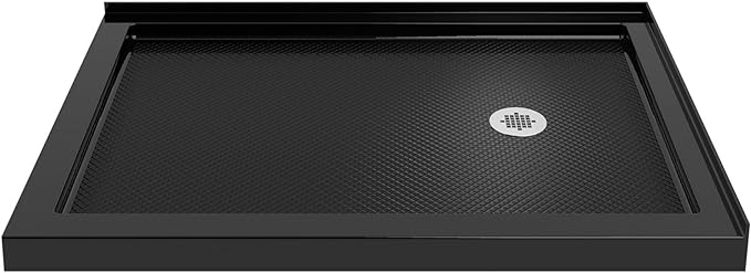 DreamLine SlimLine 36 in. D x 60 in. W x 2 3/4 in. H Right Drain Double Threshold Shower Base in Black, DLT-1036602-88