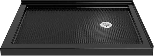 DreamLine SlimLine 36 in. D x 54 in. W x 2 3/4 in. H Right Drain Double Threshold Shower Base in Black, DLT-1036542-88