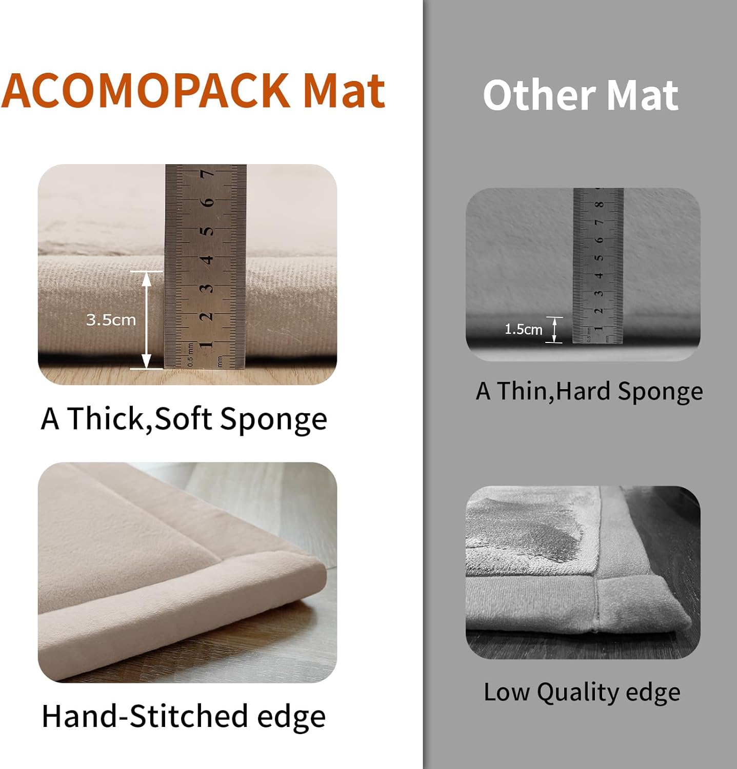 ACOMOPACK Baby Play Mat for Floor,1.3" Thick Memory Foam Area Rug for Living Room,Soft Velvet Crawling with Non-Slip Bottom for Kid,Toddler,71"×79" Tummy Time Nursery Rugs,Yoga（Beige）