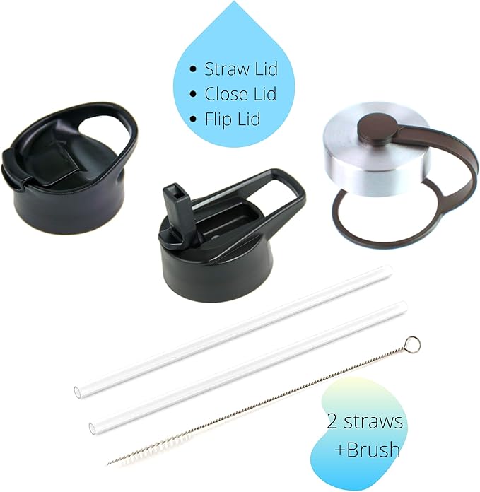 DRINCO Stainless Steel Water Bottle Spout Lid Vacuum Insulated Double Wall Water Bottle Wide Mouth (40oz 32oz 22oz 18oz 14oz) Leak Proof Keeps Cold or Hot (32 oz, 32oz Macaron)