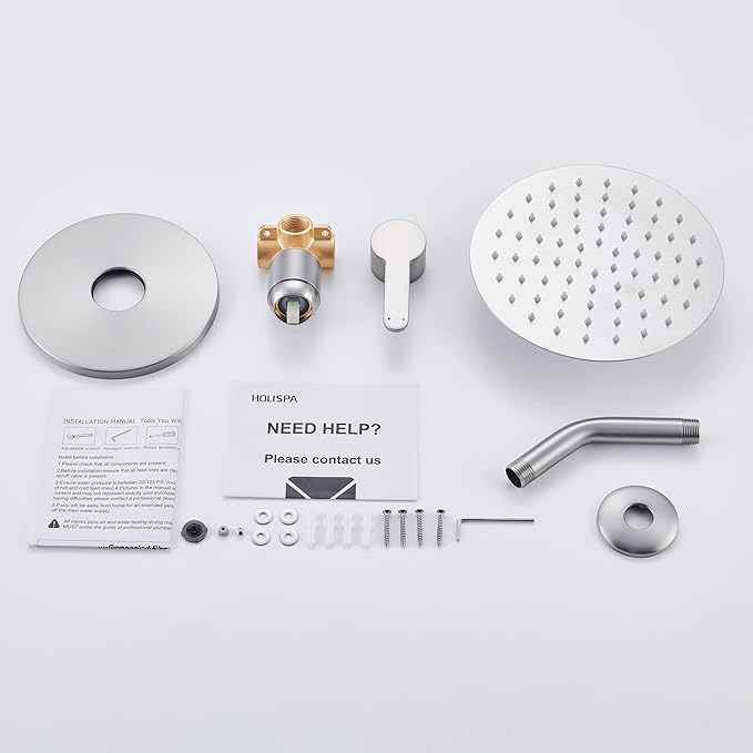 Shower Faucet, Brushed Nickel Shower Faucet Set with 8-Inch Rainfall Showerhead, Single-Handle Shower-Trim Kit Included Valve, Brushed Nickel