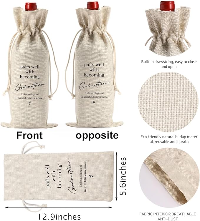 Godmother Proposal Gift Godmother Gift Will You Be My Godmother Wine Bag Godmother Birthday Gifts Christmas Gifts for God Mother Pairs Well With Becoming Godmother Wine Bag