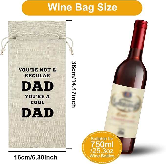 Happy Birthday Dad Gifts from Kids Wine Bag Cool Dad Gifts for Fathers Day Step Dad Gifts from Daughter Wine Bottle Decoration Bag Funny Dad Gifts from Son Wine Accessories Gifts for Wine Lovers