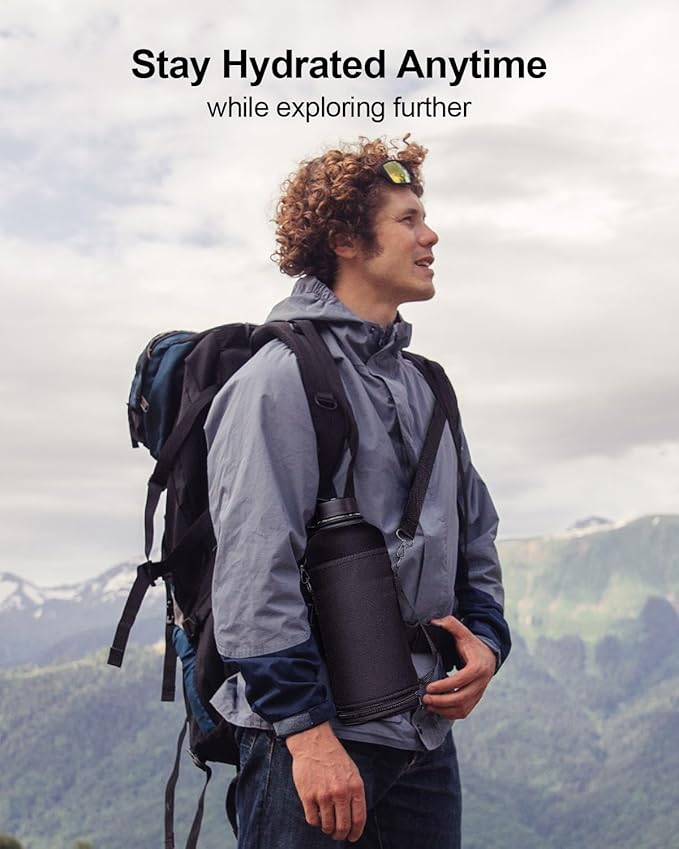 Insulated Water Bottle with Straw Lid, Modern Double Vacuum Stainless Steel Water Flask, Simple Half Gallon Water Jug, Metal Thermo Canteen Mug,87oz Sports Bottle