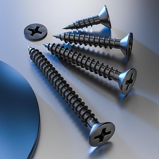 (600Pcs) #6x3/4 Black Wood Screw Quick Metal Self Tapping Flat Head