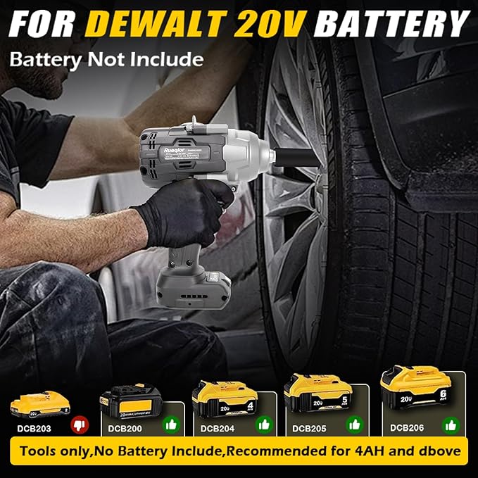 Cordless Impact Wrench 1/2" for DeWalt 20V MAX Battery, Impact Wrench 1000FT-LBS(1360N.m) High Torque Brushless Electric Impact, with 4 Modes Power Impact Driver for Car, Truck, Mower (No Battery)