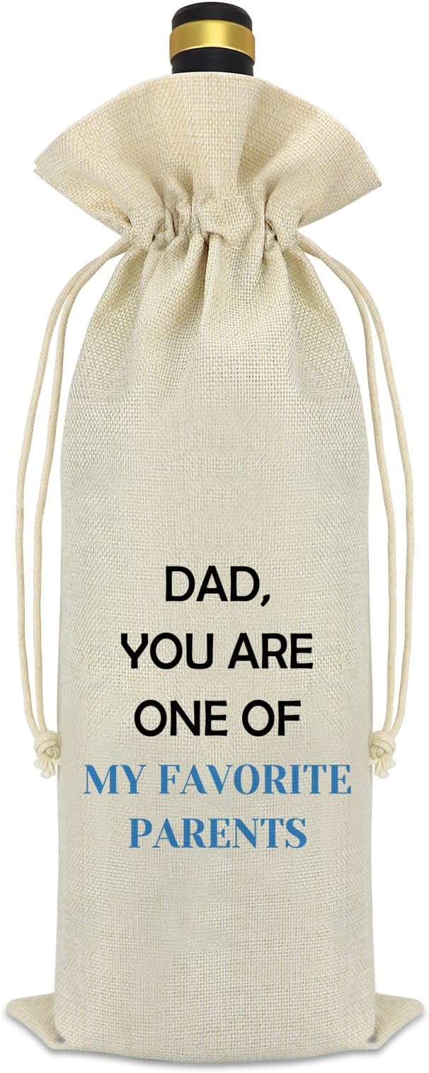 Funny Dad Gifts Wine Bag Dad Birthday Gifts From Daughter Son Father’s Day Gifts Drawstring Burlap Wine Bottle Bag Parents Gift for Father Appreciation Gift for Dad Papa Daddy Gift Wine Cover