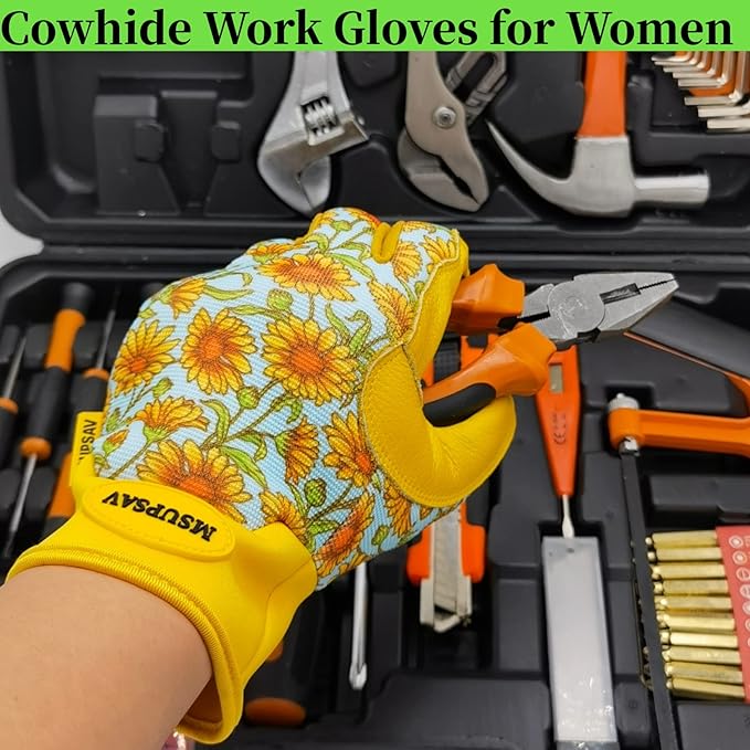 Thorn Proof&Puncture Resistant Gardening Gloves with Grip,Garden Gloves for Women, Leather Work Gloves,Gifts