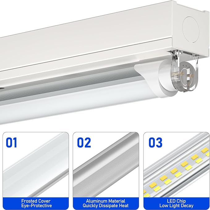 T8 T12 LED Bulbs 4 Foot, 4FT Tube Lights Type A+B Bulbs, 6CCT 3000K-6500K/5 Power(10W-24W) Selectable, T8/T12 4ft Fluorescent Tube Replacement, Plug and Play or Ballast Bypass, ETL DLC(6 Pack White)