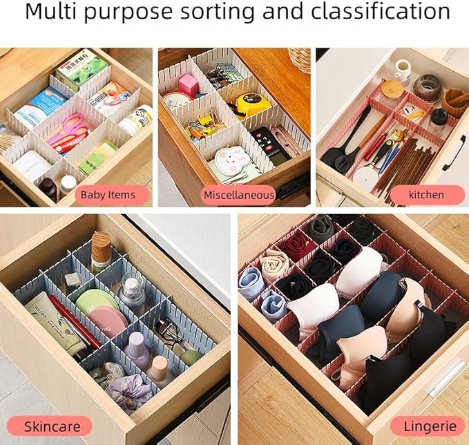 4 inches Adjustable Drawer Divider Kit – 4 Pack (White Only) – DIY Expandable Organizer for Small Drawers, Office,Kitchen, Bathroom