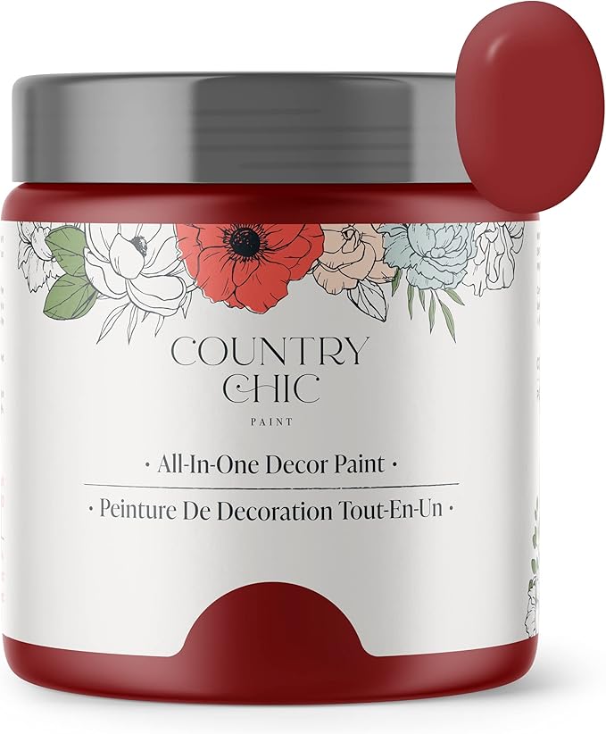 Country Chic All-in-One Chalk Paint for Furniture, Cabinets, Home Decor, Eco-Friendly, Matte Finish, Built-In Primer & Top Coat for Wood, Metal - Paint The Town (Red) - 4 oz (118 ml)