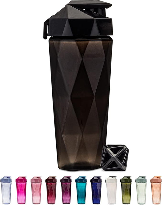 Classic 28oz Blender Shaker Bottle | Protein Shaker Bottle with Diamond Agitator | Shaker Cup with Carrying Handle and Dishwasher Safe | Jet Black - 28-Ounces