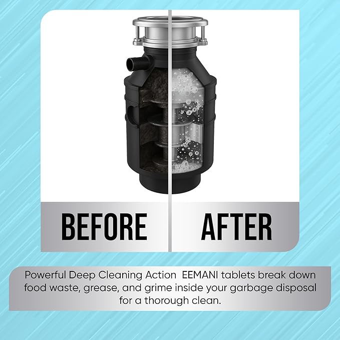 Garbage Disposal Cleaner Tablets 24 Pack – 20g Large Foaming Lavender Scent, Sink & Drain Freshener for Kitchen, Deep Cleaning – 1 Year Supply