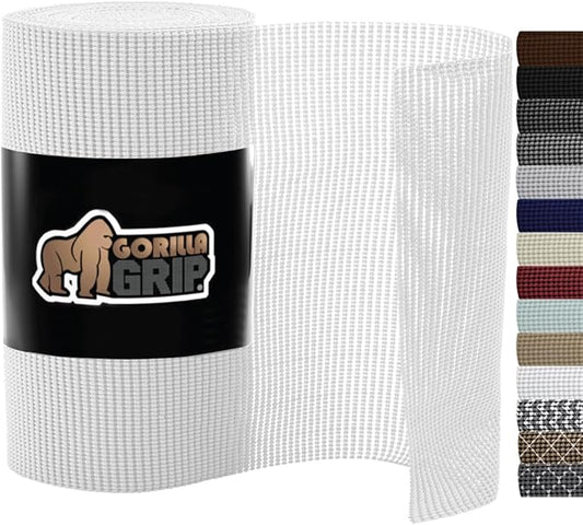 Gorilla Grip powerGRIP Drawer Shelf and Cabinet Liner, Thick Strong Hold, Non-Adhesive Liners Protect Kitchen Cabinets and Cupboard, Bathroom Drawers, Easy Install, Breathable Mat, 20" x30' Snow White