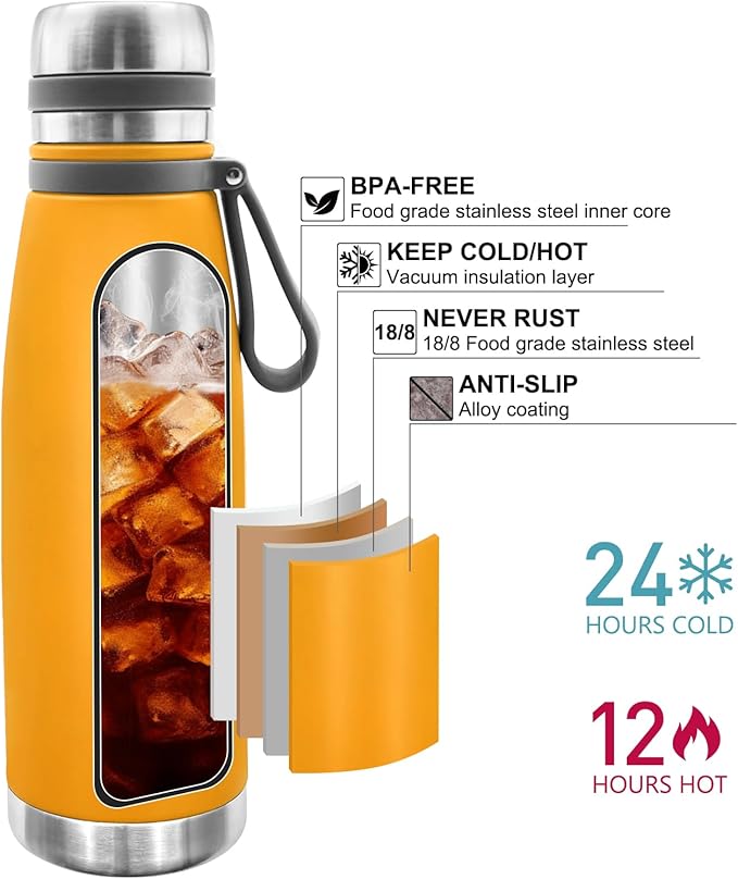 29oz Thermos for Hot and Cold Drinks, Coffee Thermos Water Bottle, Wide Mouth Thermal Cups- Leakproof Stainless Steel Insulated Thermos - Commute, Travel, and Picnic Friendly
