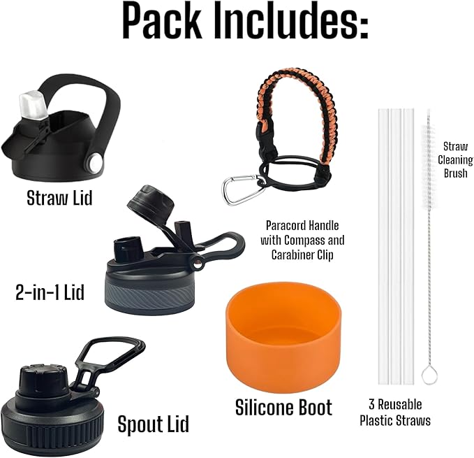 Water Bottle, Insulated water bottle, Stainless steel water bottle for kids men women Sports water bottle 32 oz Water bottle with straw Insulated Flask (Gradient Mint/Orange)