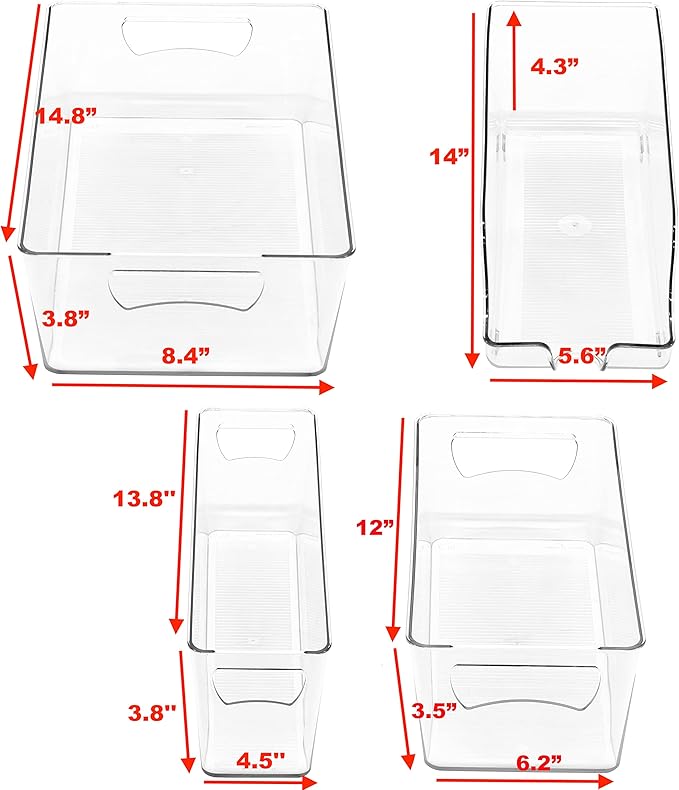SimpleHouseware Refrigerator Storage Organizer Bins, Assorted Set of 6
