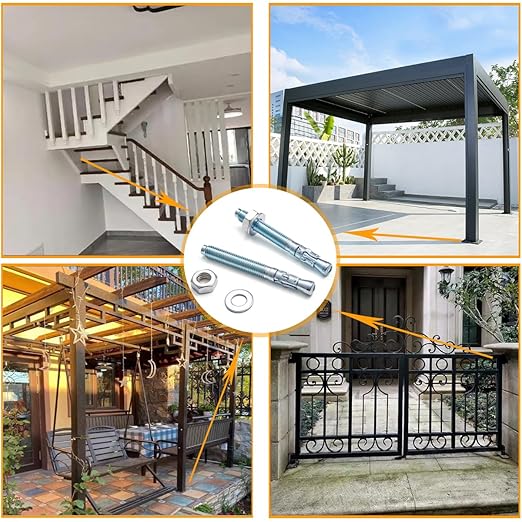 45 Pcs M12 x5-1/2 Zinc Coated Wedge Anchors Concrete Bolts Anchors for Wall Shelves Ceiling Lights Fence Posts Garage Racks (45, M12 x5-1/2)