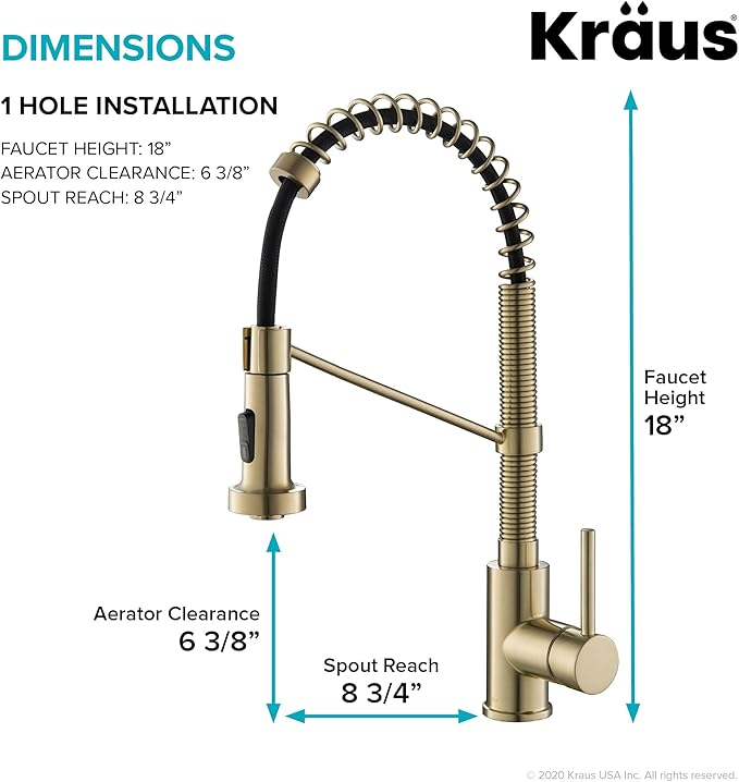 Kraus KPF-1610-KSD-53SFACB Bolden 18-Inch Commercial Kitchen Faucet with Soap Dispenser, Spot Free Antique Champagne Bronze