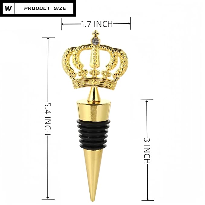 Decorative Crown Wine Stopper,Cool Wine Bottle Stoppers for Glass Bottles,Crystal Bottle Stopper Fits Standard Bottles,Fancy Decors Wine Tools (Golden Crown)