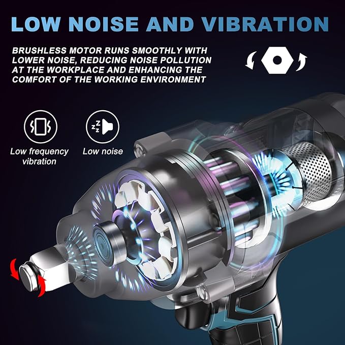 Cordless Impact Wrench - 850 Nm (627 ft-lb) 1/2-inch Impact Wrench, 21-Volt High-Torque Impact Gun with 2x4.6Ah Battery and Charger, Impact Wrenches for Automotive/Motorcycle Repair, Industry and DIY