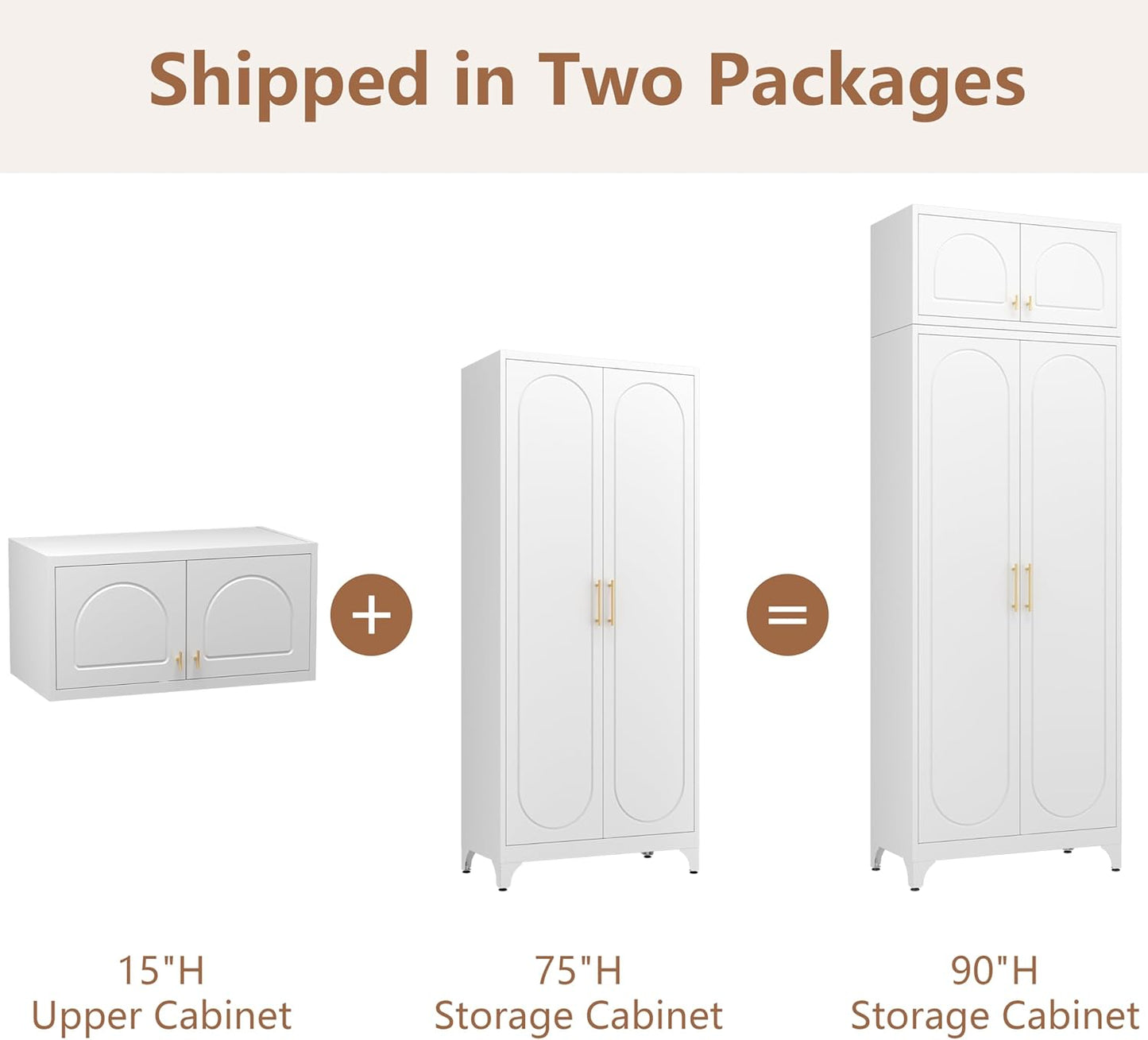 Kitchen Pantry Cabinet, 90" Tall Metal Pantry Cabinet, Food Cupboards with Doors and Shelves, Freestanding Storage Cabinets for Dining, Living Room, 16"D x 32"W x 90"H, White, Assembly Required