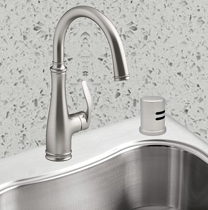 Dishwasher Air Gap Kits with Stainless Steel Dishwasher Air Gap Cover and Matching Escutcheon, Replacement air gap dishwasher, Solid Brass Air Gap Cap,Stainless Steel Finish