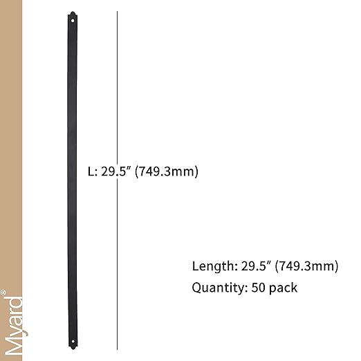 Myard 29-1/2 Inches Heavy Duty Flat Straight Iron Deck Balusters Furniture with Screws for Wood Composite Facemount Deck Railing Staircase Banister Balustrade (50-Pack, Matte Black)