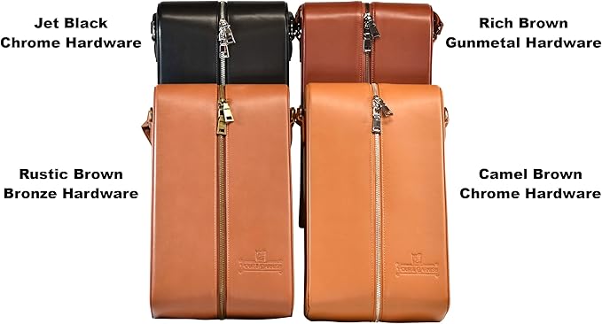 Bourbon Whiskey & Wine Double Bottle Travel Bag with 4 Stainless Steel Double-Walled Vacuum Insulated Glasses - Makes a Great Gift!