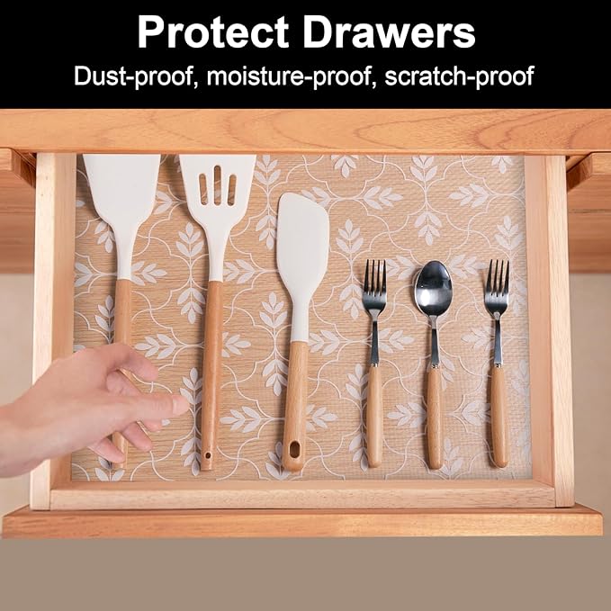 Cooyes Shelf Liner Drawer Liners, Shelf Liners for Kitchen Cabinets, Non Adhesive Cabinet Liner, EVA Waterproof Non-Slip Refrigerator Liners for Kitchen, Drawer (Transparent, 11.8 in x 19.7ft)