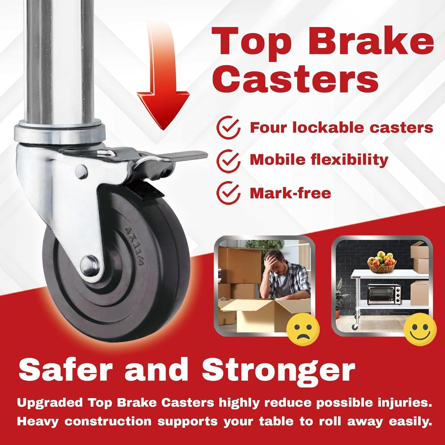 DuraSteel Stainless Steel Work Table 30" x 72" x 34" Height w/ 4 Caster Wheels - Food Prep Commercial Grade Worktable - NSF Certified - Good for Restaurant, Business, Warehouse, Home, Kitchen, Garage