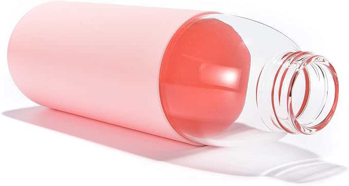 veegoal Glass Water Bottles 18 Oz Borosilicate with Bamboo Lid, BPA-FREE, Non-Slip Silicone Sleeve, and Stainless Steel Leak Proof Lid - Glass Water Bottle for Men and Women