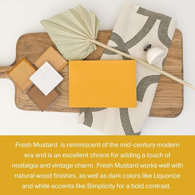 Country Chic All-in-One Chalk Paint for Furniture, Cabinets, Home Decor, Eco-Friendly, Matte Finish, Built-In Primer & Top Coat for Wood, Metal - Fresh Mustard (Mustard Yellow) - 8 oz (237 ml)