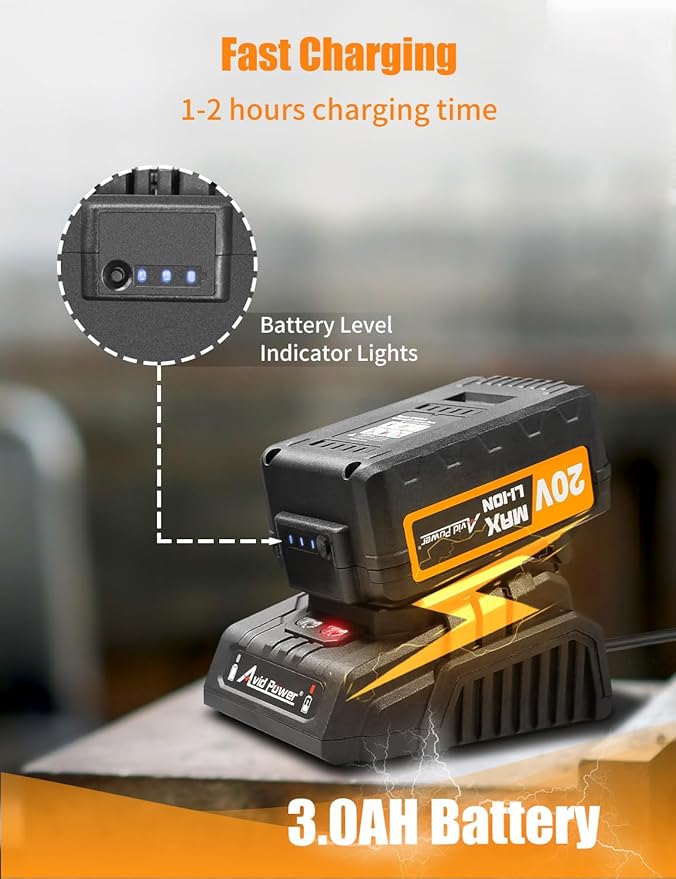 AVID POWER Impact Wrench 1/2” Drive w/Max Torque 330 ft-lbs (450N.m), 20V Cordless Impact Wrench w/ 3.0A Li-ion Battery, 4Pcs Drive Impact Sockets, Fast Charger, Tool Bag (Grey)