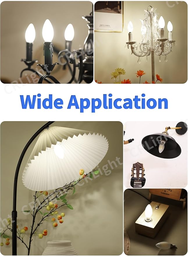 CRLight 6W Dimmable LED Candelabra Bulb 4000K Daylight White, 80W Equivalent 750 Lumens, E12 Base Vintage LED Filament Light Bulbs, B11 Candle Frosted Glass Chandelier Bulbs, Pack of 8
