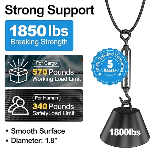 500FT 1/8" Wire Rope with Cutter, 316 Stainless Steel Wire Cable for Deck Stair Railing, 7x7 Strands Marine Grade Aircraft Cable, 1850lbs Breaking Strength, Black Cable Railing Kits, RG10