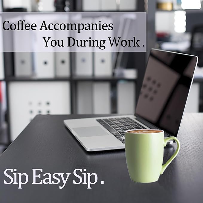 Coffee Mugs Set of 6, 12oz Ceramic Coffee Mugs with Handle, Matte Porcelain Green Coffee Mug for Latte, Tea, Cocoa, Cappuccino, Cups for Women Men for Home Restaurant Mug (Green)