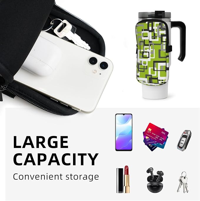 Galaxy Mandala Water Bottle Pouch for Stanley Cup 40oz 30oz,Personalized Gym Purse for Men Women, Tumbler Pouch with Versatile Pocket Water Bottle Bag for Cards, Keys, Phone