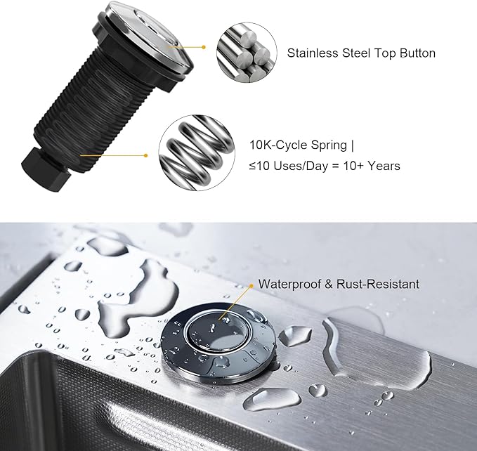 Garbage Disposal Air Switch Kit, Sink Button Food Waste Disposals Part On/Off Air Button Stainless Steel Polished (Chrome, LONG/3.6")