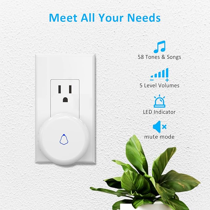 Wieless Door Bells Chimes, AMHEY Door Chime Doorbell with 700ft Operate Range 58 Chimes 5 Volume Level Door Open Alarm for Business/Office/Home/Store When Entering, 2Sensor+1Receiver