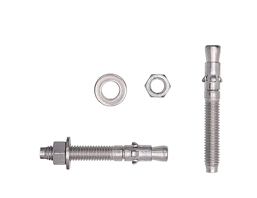 Bolt Dropper 1/2" x 3-3/4" Wedge Anchor (5 Pack), 18-8 (304) Stainless Steel Corrosion Resistance Commercial Grade Washers and Nuts Included